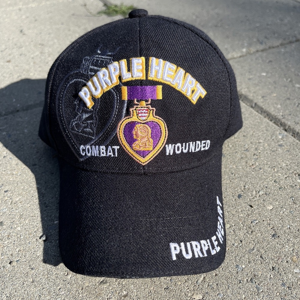 Purple Heart Combat Wounded With Logos Adjustable Military Hat